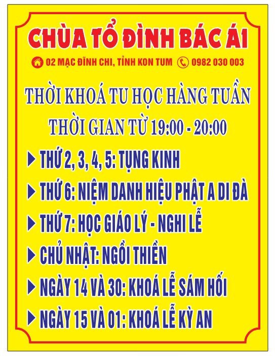 THỜI KHOÁ TU HỌC HÀNG ĐÊM TỪ 19-20 GIỜ